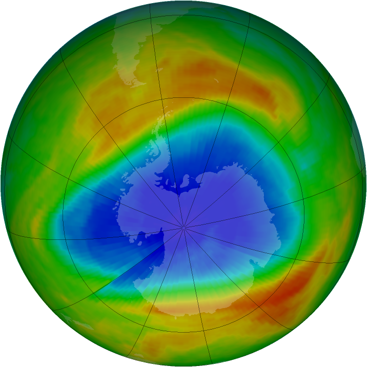 Antarctic ozone map for 19 October 1983